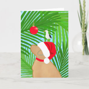 Agradecimiento Tarjeta de Navidades Tropical de Perro Dorado Sant