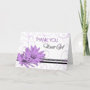 Agradecimiento Tarjeta de niña de flores Gracias Flores Purpúreas
