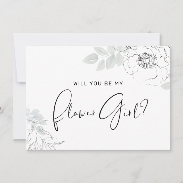 Agradecimiento Tarjeta de niña de Ilustracion floral botánica (Anverso)