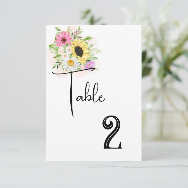 Agradecimiento Tarjeta de número de mesa de boda (Anverso de pie)