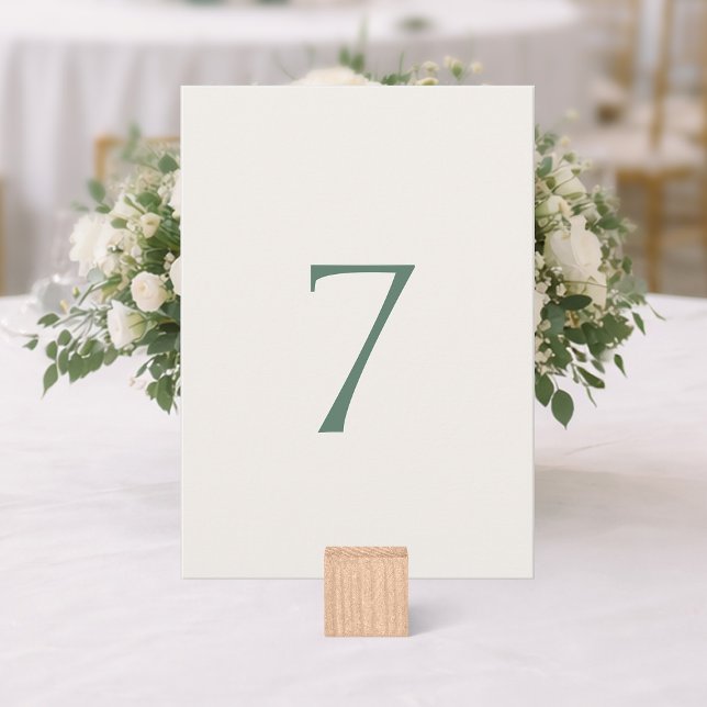 Agradecimiento Tarjeta de número de mesa de boda verde minimalist (Subido por el creador)