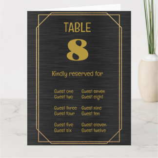 Agradecimiento Tarjeta de número de mesa y lugar de oro negro dob