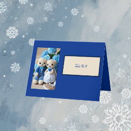 Agradecimiento tarjeta de número de tabla vintage blue crochet