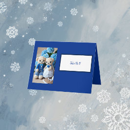 Agradecimiento tarjeta de número de tabla vintage blue crochet