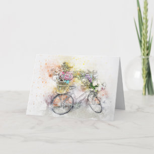 AGRADECIMIENTO TARJETA DE OCASIÓN DE BICICLETA FLORAL - BLANCO