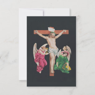 Agradecimiento Tarjeta de oración devocional Crucifixión con ánge