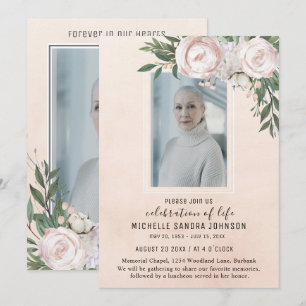 Agradecimiento Tarjeta de oración funeraria de la foto rosada en 