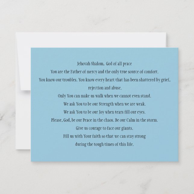 Agradecimiento Tarjeta de oración "Una plegaria por la paz" (Anverso)