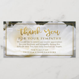 Agradecimiento Tarjeta de oro Floral Blanca