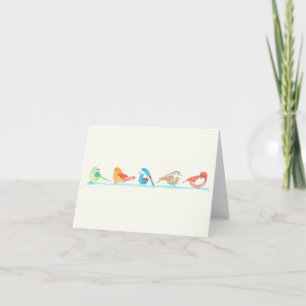 Agradecimiento Tarjeta de pájaros coloridos en fila