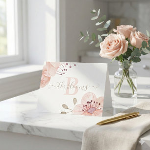 Agradecimiento Tarjeta de Papelería Floral Acuarela Monogramada