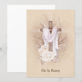 Agradecimiento Tarjeta de Pascua. Cruz Floral. Está levantado