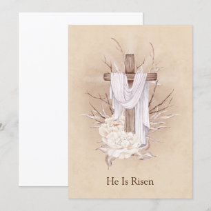 Agradecimiento Tarjeta de Pascua. Cruz Floral. Está levantado