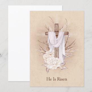 Agradecimiento Tarjeta de Pascua. Cruz Floral. Está levantado