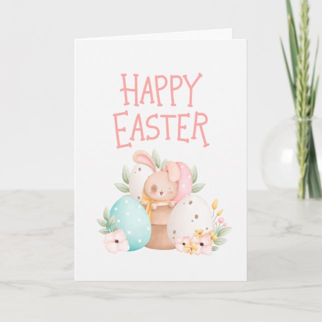 Agradecimiento Tarjeta de Pascua de conejito rosa (Anverso)