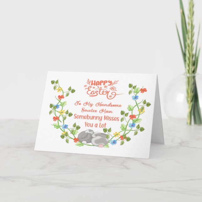 Agradecimiento Tarjeta de Pascua para tu hombre en el ejército (Anverso)