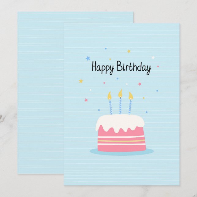 Agradecimiento Tarjeta de pastel de cumpleaños feliz (Anverso / Reverso)
