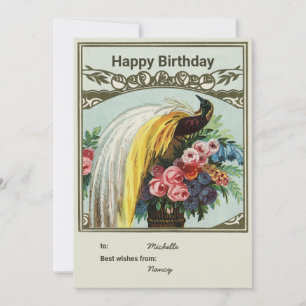 Agradecimiento Tarjeta de pavo real personalizada de cumpleaños