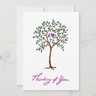 Agradecimiento Tarjeta de pensar en ti, árbol con corazón