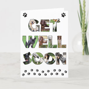 Agradecimiento Tarjeta de perro Get Well Soon - arte de palabras 