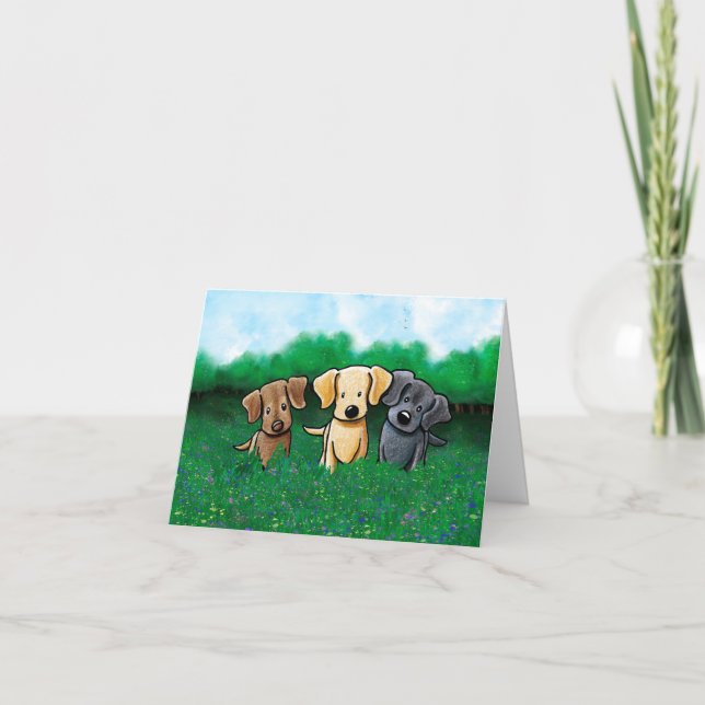 Agradecimiento Tarjeta de perro trío Labrador (Anverso)
