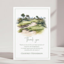 Tarjeta de pésame por funeral de campo de golf en