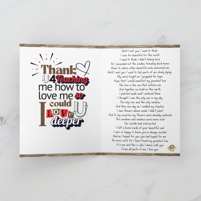 Agradecimiento Tarjeta de poesía 1 de conexión de amor de alma pl (Interior)