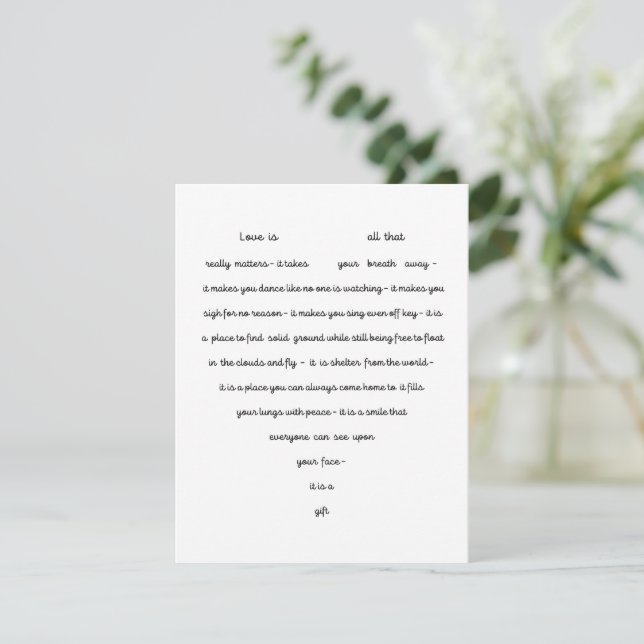 Agradecimiento Tarjeta de poesía con forma de corazón (Anverso de pie)