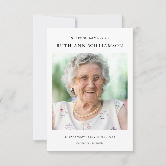 Agradecimiento Tarjeta de poesía del funeral Minimalista simple (Anverso)