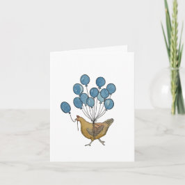 Agradecimiento tarjeta de pollo y globos de cumpleaños