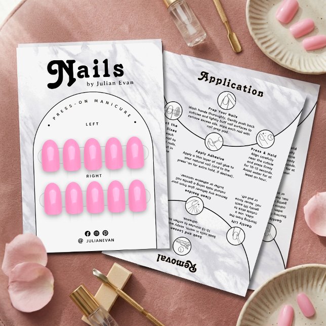 Agradecimiento Tarjeta de presentación de embalaje de uñas de már (Elegant White Marble Nail Packaging Display Card)