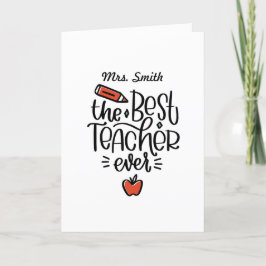 Agradecimiento Tarjeta de profesor de gratitud personalizada