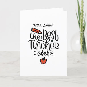 Agradecimiento Tarjeta de profesor de gratitud personalizada