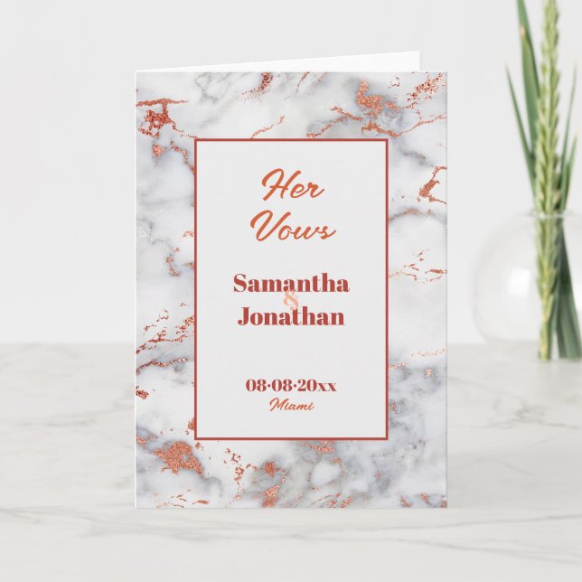 Agradecimiento Tarjeta de promesa de matrimonio de mármol rosa el (Anverso)