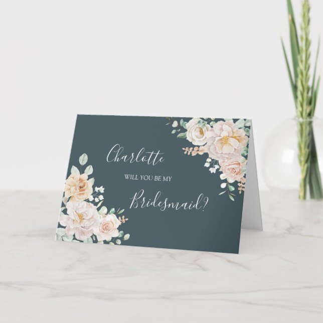 Agradecimiento Tarjeta de propuesta para dama de honor de boda fl (Anverso)