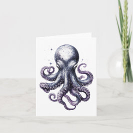 Agradecimiento Tarjeta de Pulpo Cósmico Púrpura para Amantes del