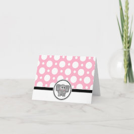 Agradecimiento Tarjeta de punto de Polka rosa Adorable Elephant p