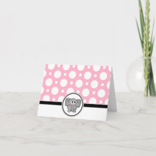 Agradecimiento Tarjeta de punto de Polka rosa Adorable Elephant p