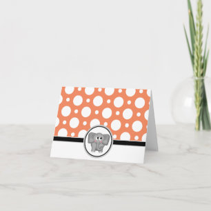 Agradecimiento Tarjeta de punto Polka Naranja elefante adorable p