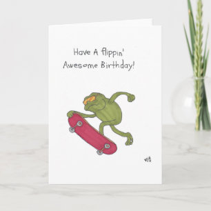 Agradecimiento Tarjeta de Rana Feliz Cumpleaños Skateboarding