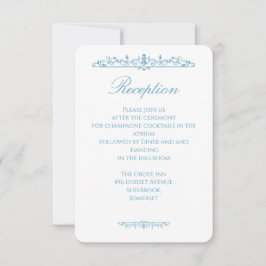 Agradecimiento Tarjeta de recepción de boda azul estilo Regencia