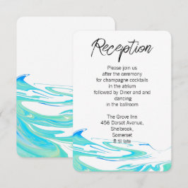 Agradecimiento Tarjeta de recepción de boda de ola verde azul