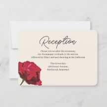 Tarjeta de recepción romántica de boda de roca roj