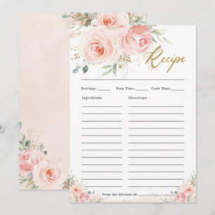 Agradecimiento Tarjeta de Receta de Boda Floral Rosa Elegante Rub