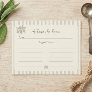 Agradecimiento Tarjeta de Receta de Boda Verde Salvia Fresca del