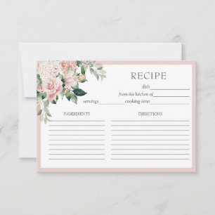 Agradecimiento Tarjeta de Receta Floral Rosa Polvo