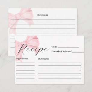 Agradecimiento Tarjeta de receta para ducha de novia de color ros