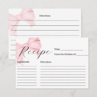Agradecimiento Tarjeta de receta para ducha de novia de color ros