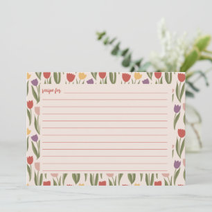 Agradecimiento Tarjeta de receta para duchas de novias Tulips