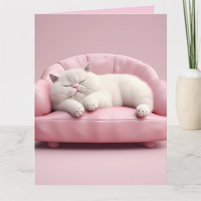 AGRADECIMIENTO TARJETA DE RECIBIMIENTO CUTE WHITE CAT DE CUMPLEAÑ (Anverso)
